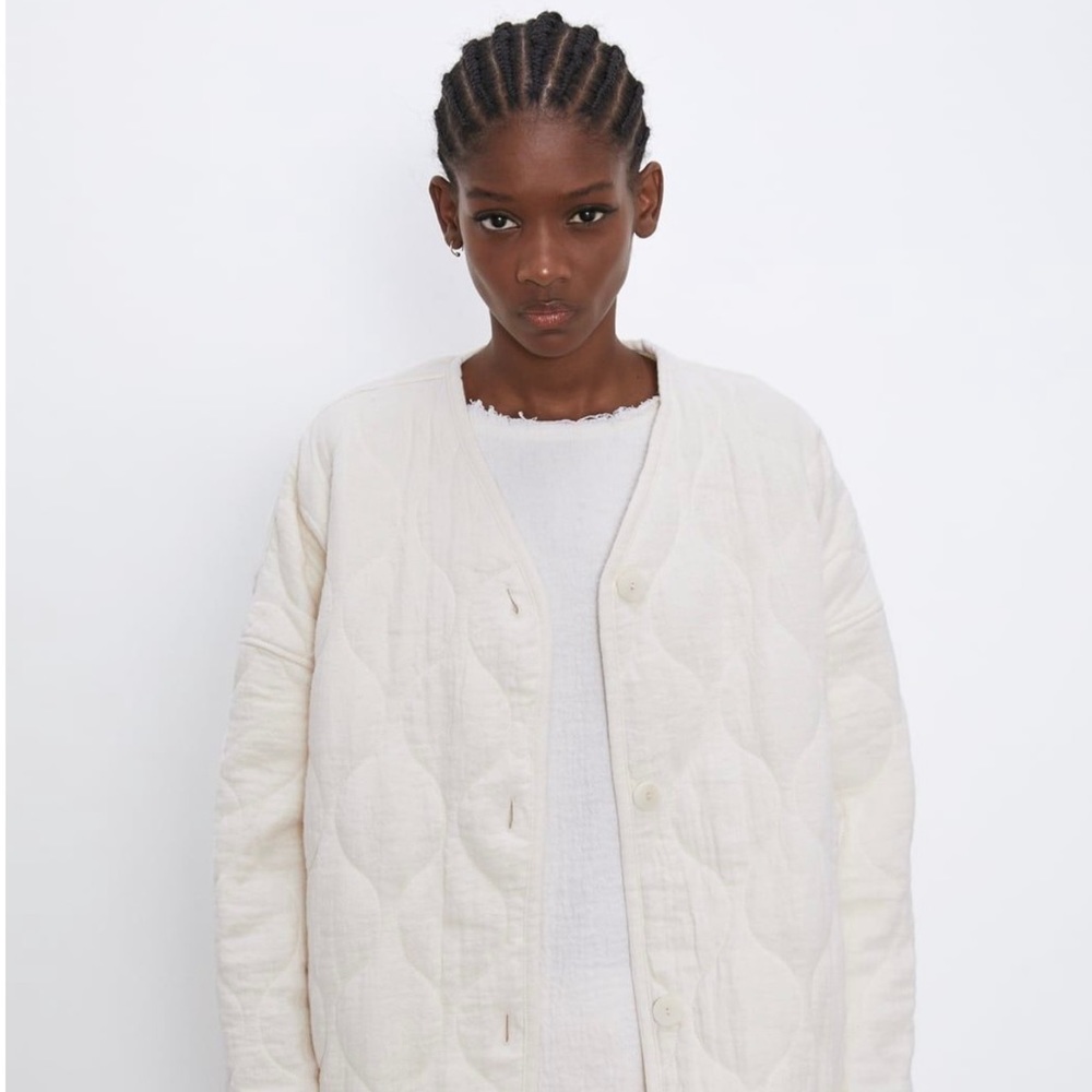 ZARA Rustic Quilted Jacket - Ecru